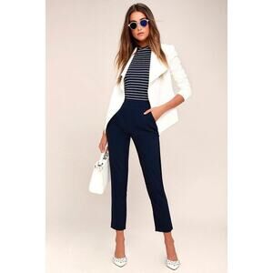 Lulus Kick It Navy Blue High-waisted Trouser Pants - Size XS